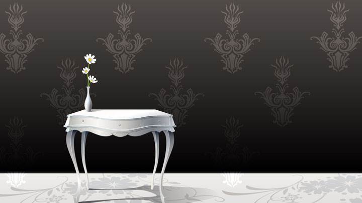 Flower Vase on White Table And Black Designing Background